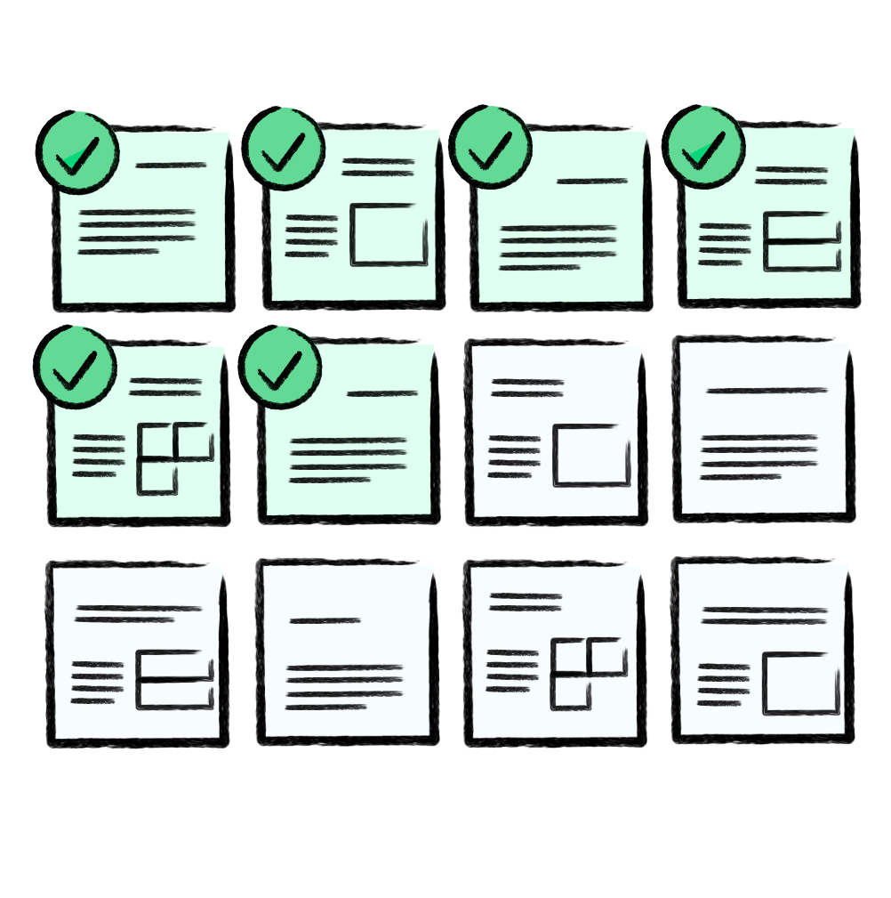 Kartki z zaplanowanym jadłospisem żywieniowym na kilka dni, część z nich oznaczona jako wykonana